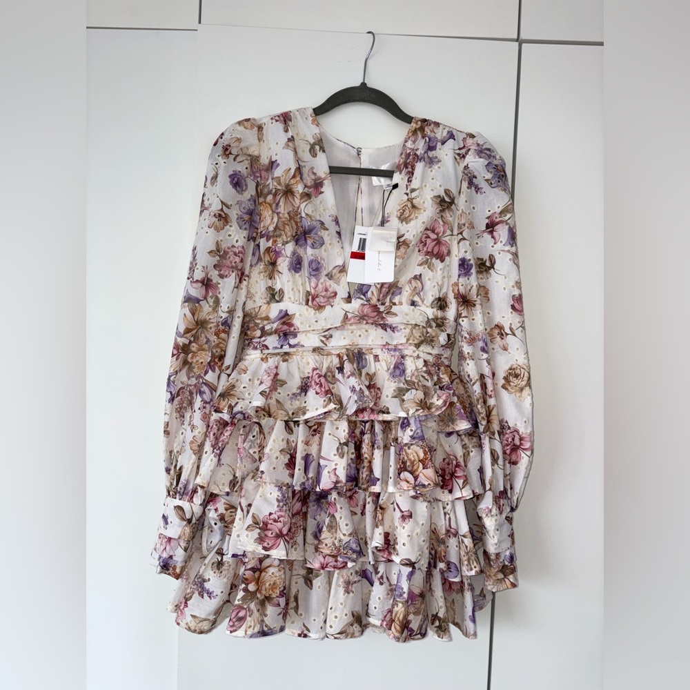Line & Dot Floral Ruffle Mini Dress - Picture 6 of 11